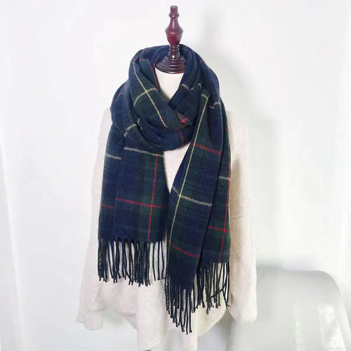 Aura13 Cozy Plaid Winter Scarf – Soft Imitation Cashmere Warm Long Shawl Wrap