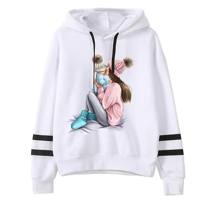 Aura13 Cute Printed Women’s Sweatshirt – Soft White Casual Pullover for Everyday Comfort