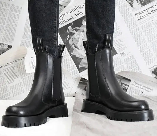 Aura13 Men’s Winter Fleece-Lined Dr. Martens Boots – Water-Resistant Korean Style Combat Boots