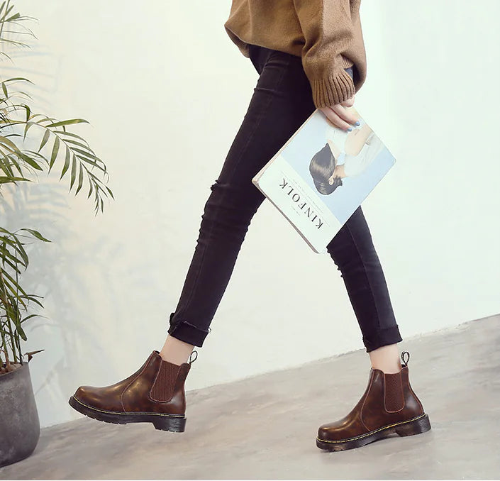 Aura13 Women’s Chelsea Ankle Boots – Classic Martin Short Boots with Waterproof Platform & Block Heel