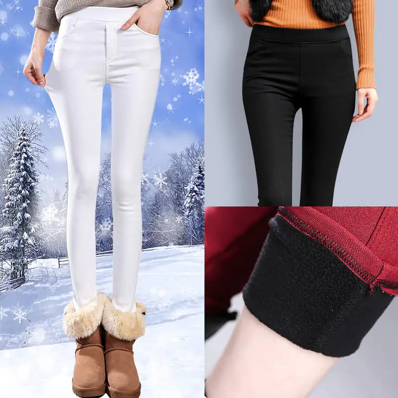 Aura13 Plus Size Thick Fleece-Lined Leggings – Women’s Warm Winter Cotton Pants