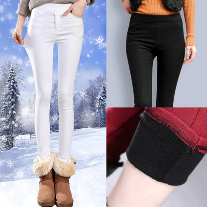 Aura13 Plus Size Thick Fleece-Lined Leggings – Women’s Warm Winter Cotton Pants