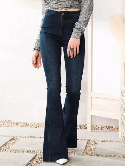 Aura13 Women’s Slim Fit Stretch Flare Jeans – High Waist Fall/Winter Denim Pants