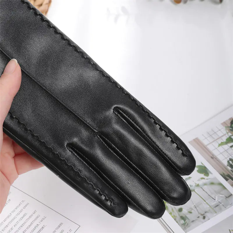 Aura13 Women’s Warm Winter Leather Gloves – Touchscreen Fleece-Lined Driving Gloves