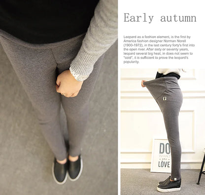 Aura13 Thickened Maternity Leggings – Warm Cotton Plush Stretch Pants for Autumn & Winter Comfort