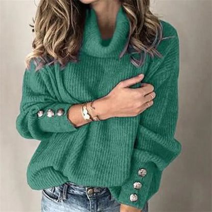 Aura13 Vintage Casual Turtleneck Sweater for Women – Long Sleeve Knit Pullover in Warm Autumn Colors