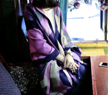 Aura13 Reversible Cashmere Scarf Shawl – Double-Sided Wool Wrap with Tassels for Autumn & Winter