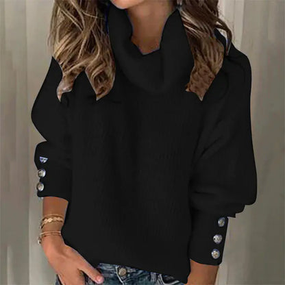 Aura13 Vintage Casual Turtleneck Sweater for Women – Long Sleeve Knit Pullover in Warm Autumn Colors