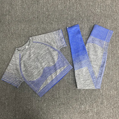 Aura13 Women’s Short Sleeve Yoga Set – High Waist Leggings & Crop Top Activewear for Every Workout