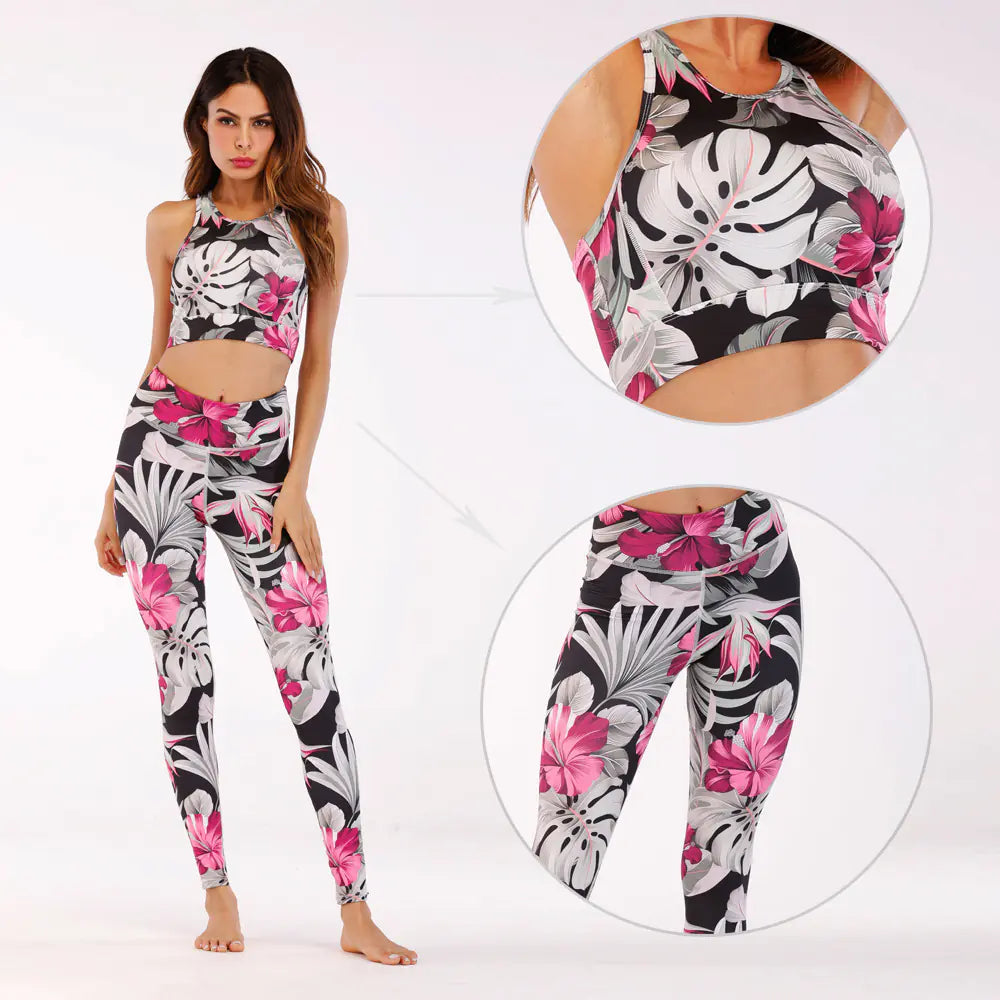 Aura13 Women’s High-Waist Floral Print Yoga Pants – Digital Print Milk Silk Leggings for Fitness & Everyday Style